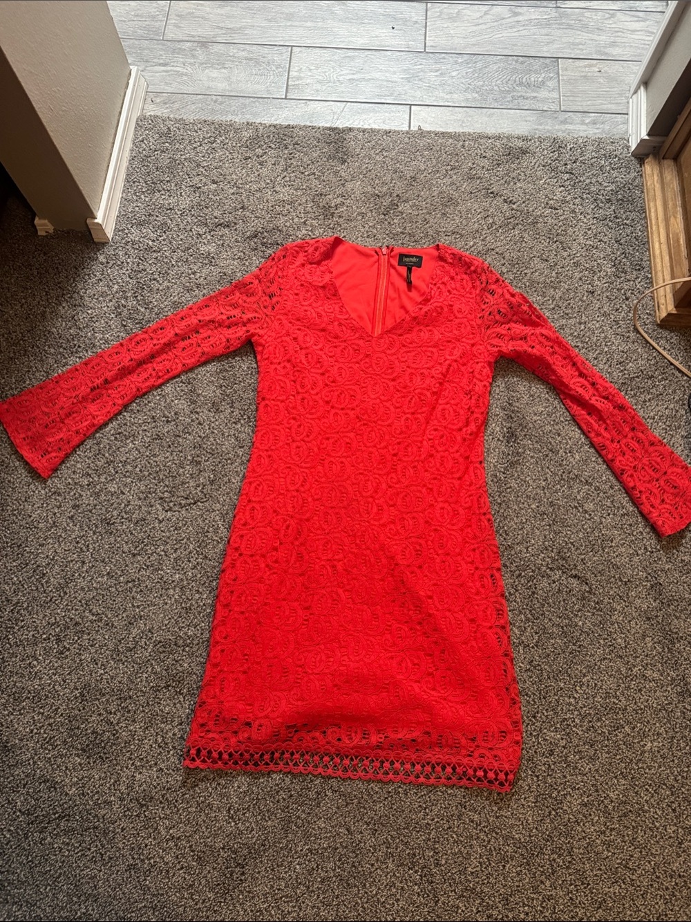 Orange red Lace Sheath Dress - laundry by Shelli Segal size 10